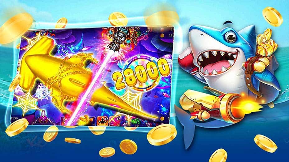 ฉากเกมยิงปลาของ heng36 สำหรับการเลือกเป้าหมายและปรับแรงยิง